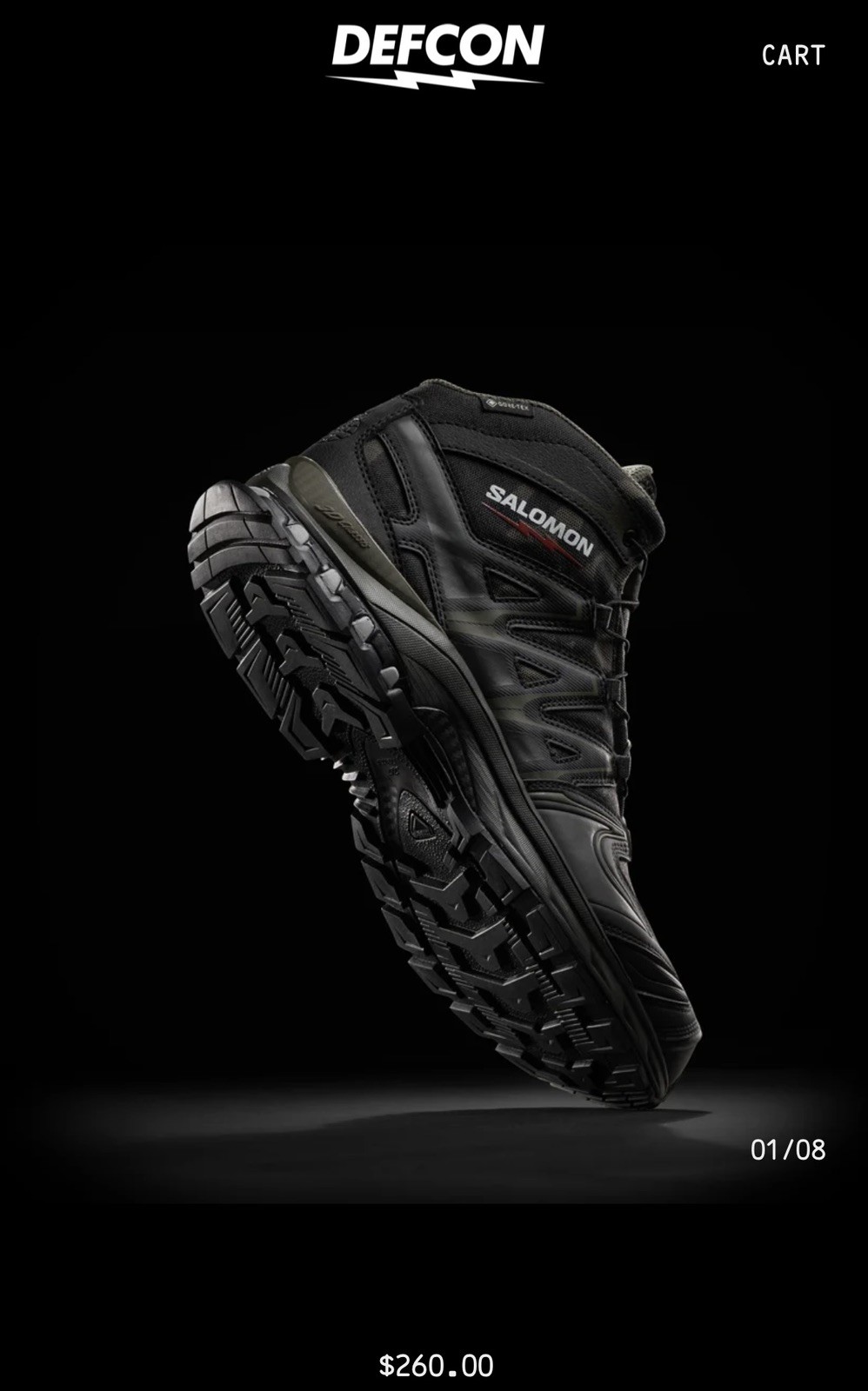 Salomon XA Pro Mid GTX DEFCON Men\'s Black Hiking Boots Lace-Up Size 10
