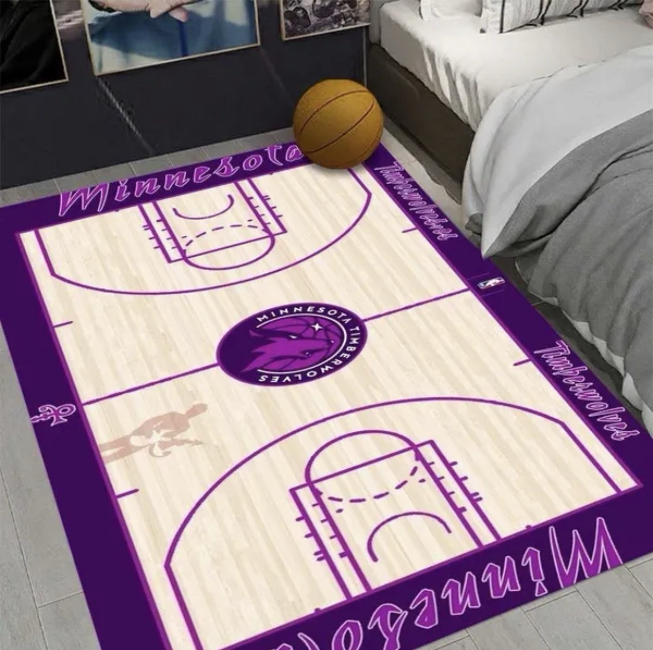 Minnesota Timberwolves Rug Carpet Mat 47”x67” Basketball Court NBA Man Cave Minnesota Timberwolves Rug Carpet Mat 47”x67” Basketball Court NBA Man Cave