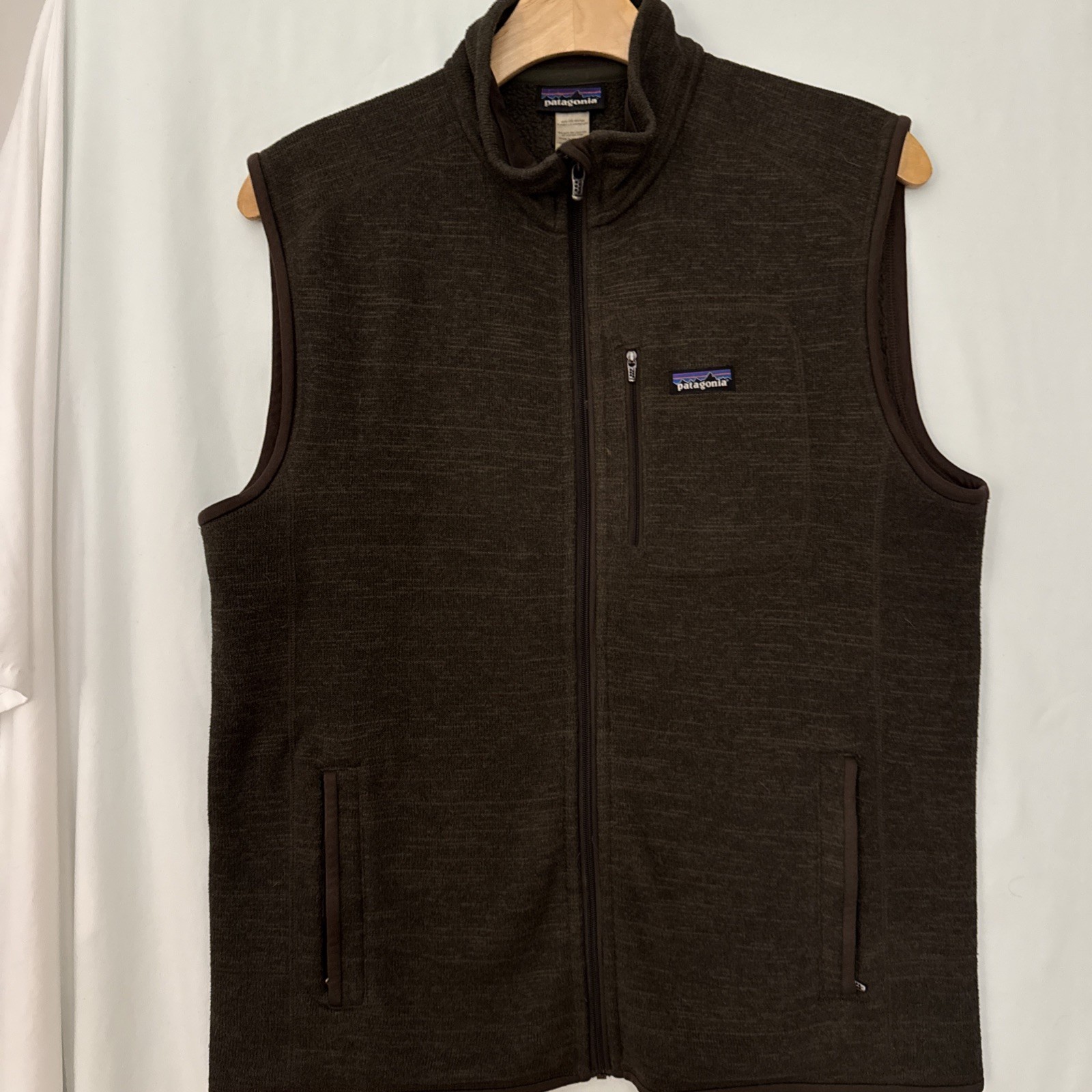 Patagonia Men’s XL Better Sweater Fleece Vest Brown Full Zip Chest Pocket