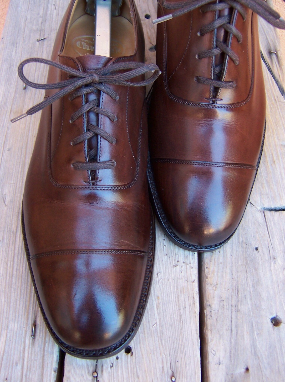 CHURCH\'S Mens Casual Dress Shoes Brown Leather English Cap Toe Oxford Size 9.5EE