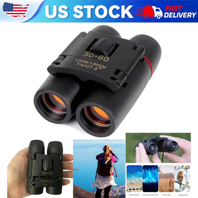 Binoculars 30x60 Zoom Outdoor Travel Compact Folding Telescope Hunting Day/Night