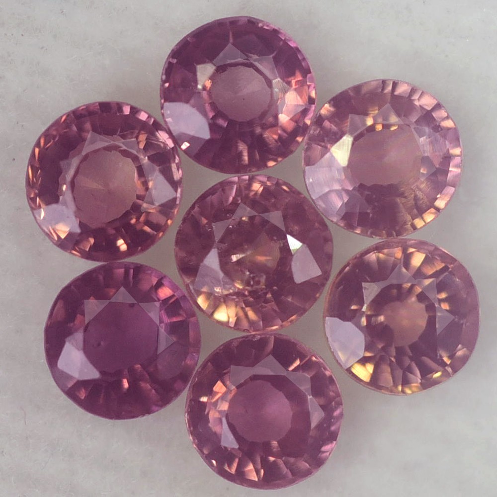 1.48CT GORGEOUS AA 7PCS 3.3-3.4MM ROUND UNHEATED ORANGE PINK SAPPHIRE NATURAL 1.48CT GORGEOUS AA 7PCS 3.3-3.4MM ROUND UNHEATED ORANGE PINK SAPPHIRE NATURAL