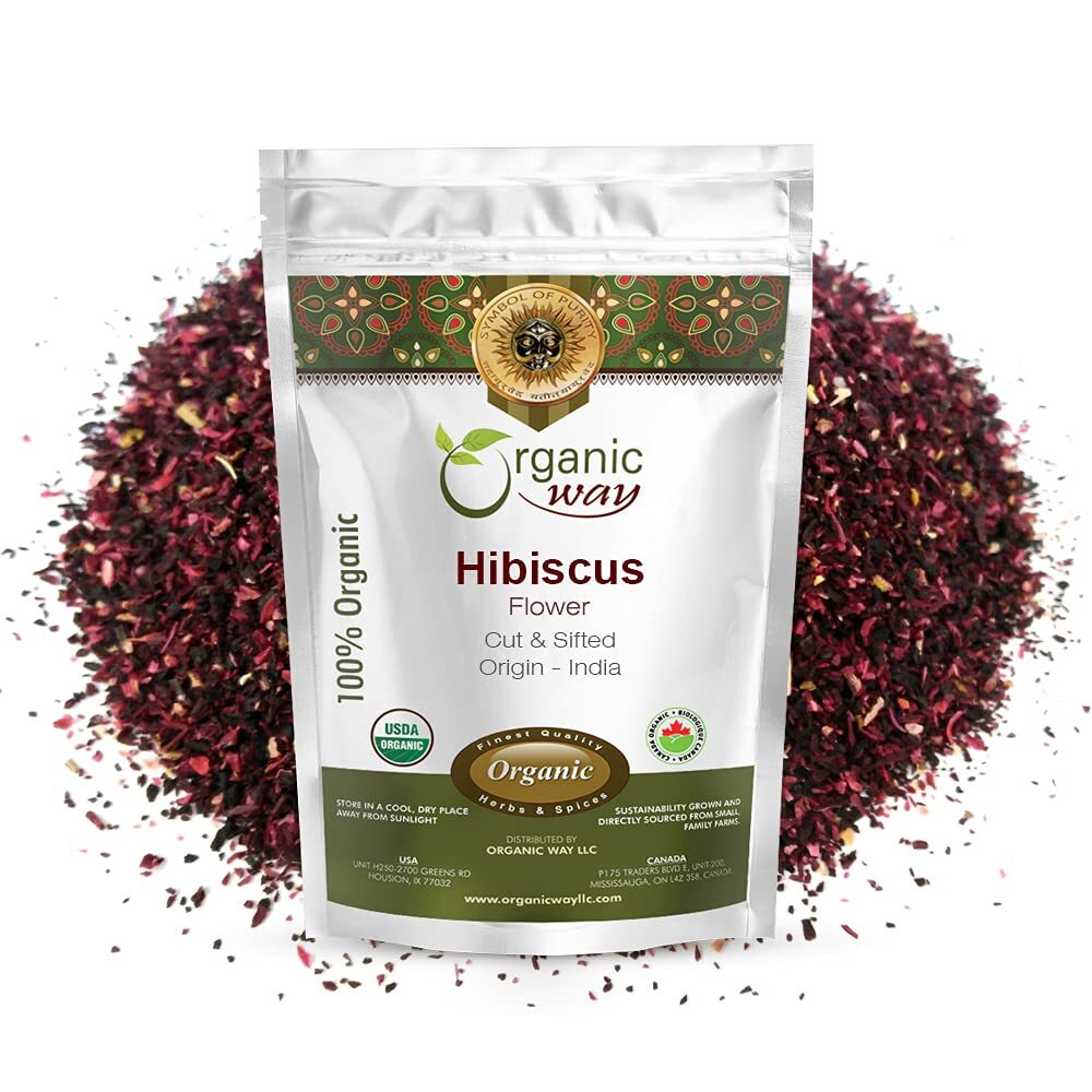 Organic Way Dried Hibiscus Flower Cut & Sifted(Hibiscus rosa-sinensis) | 2 oz Organic Way Dried Hibiscus Flower Cut & Sifted(Hibiscus rosa-sinensis) | 2 oz