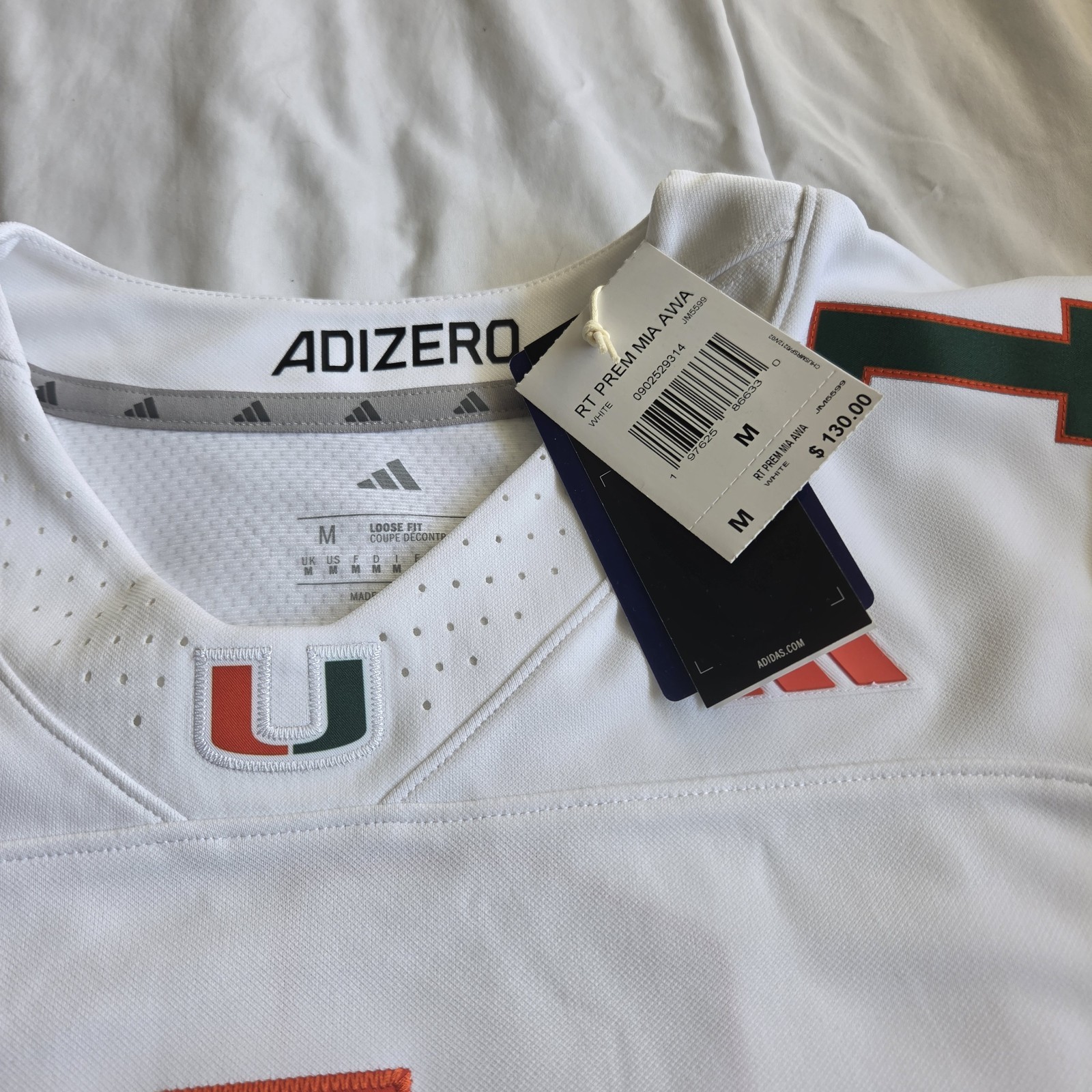 Miami Hurricanes Adidas White Football Jersey M Miami Hurricanes Adidas White Football Jersey M