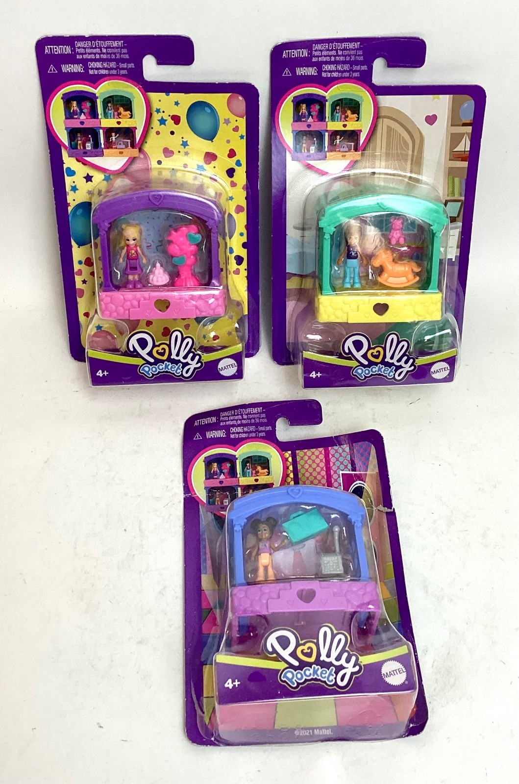 Lot of 3 NIB Mattel POLLY POCKET Playsets Sealed, 6.5\
