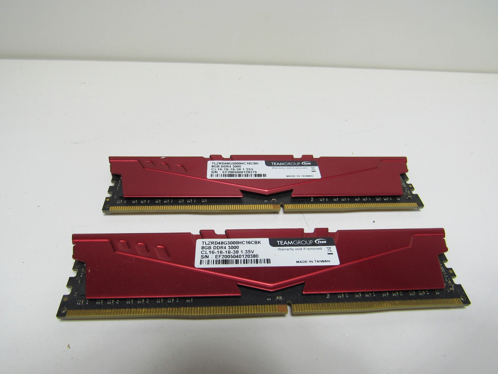 2x TeamGroup T-Force Vulcan Z TLZRD48G3000HC16CBK DDR4 8GB UDIMM Memory 3000MHz