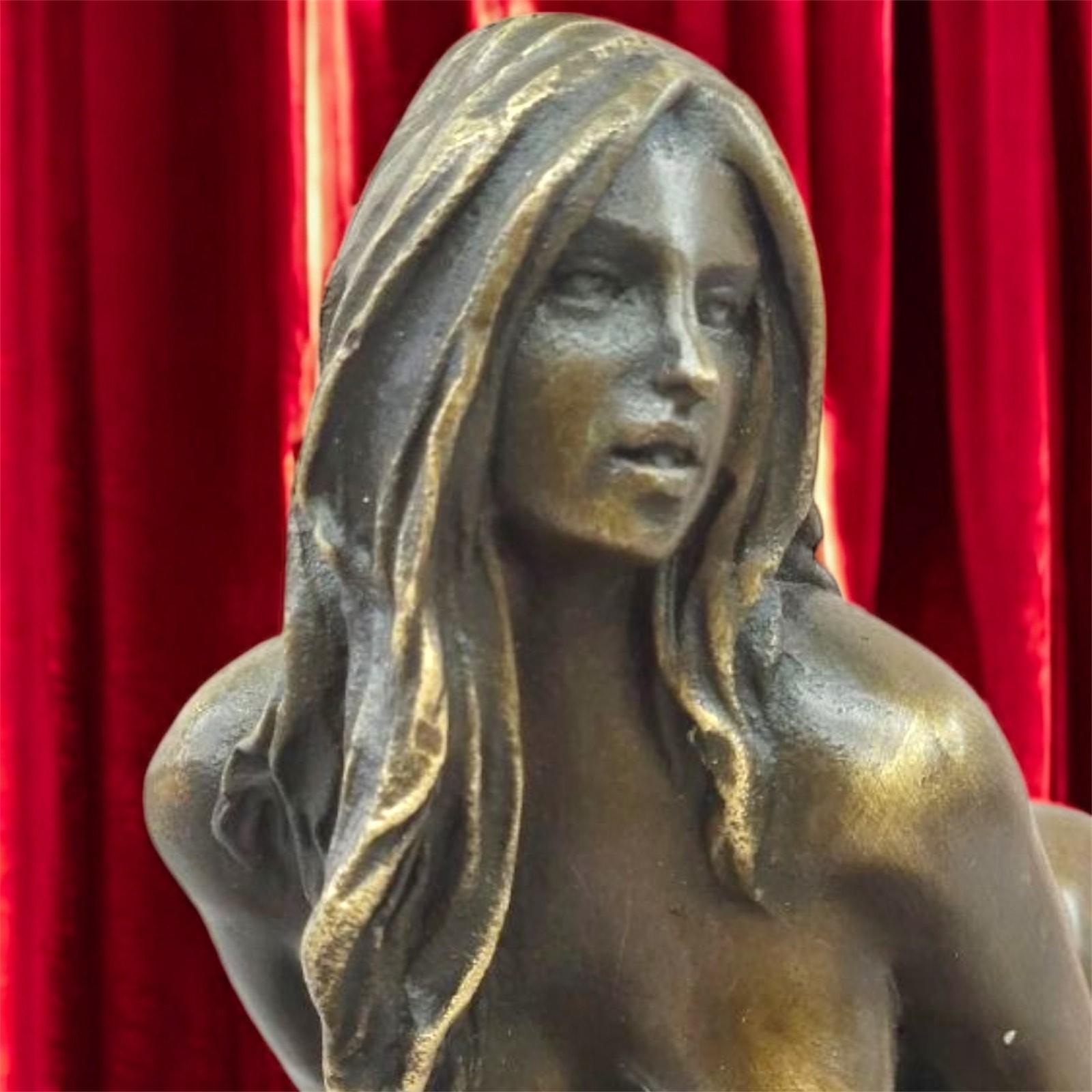 Bronze Woman Sculpture Statue Marble Deco J.Mavchi Art Decor Lady Rare Female