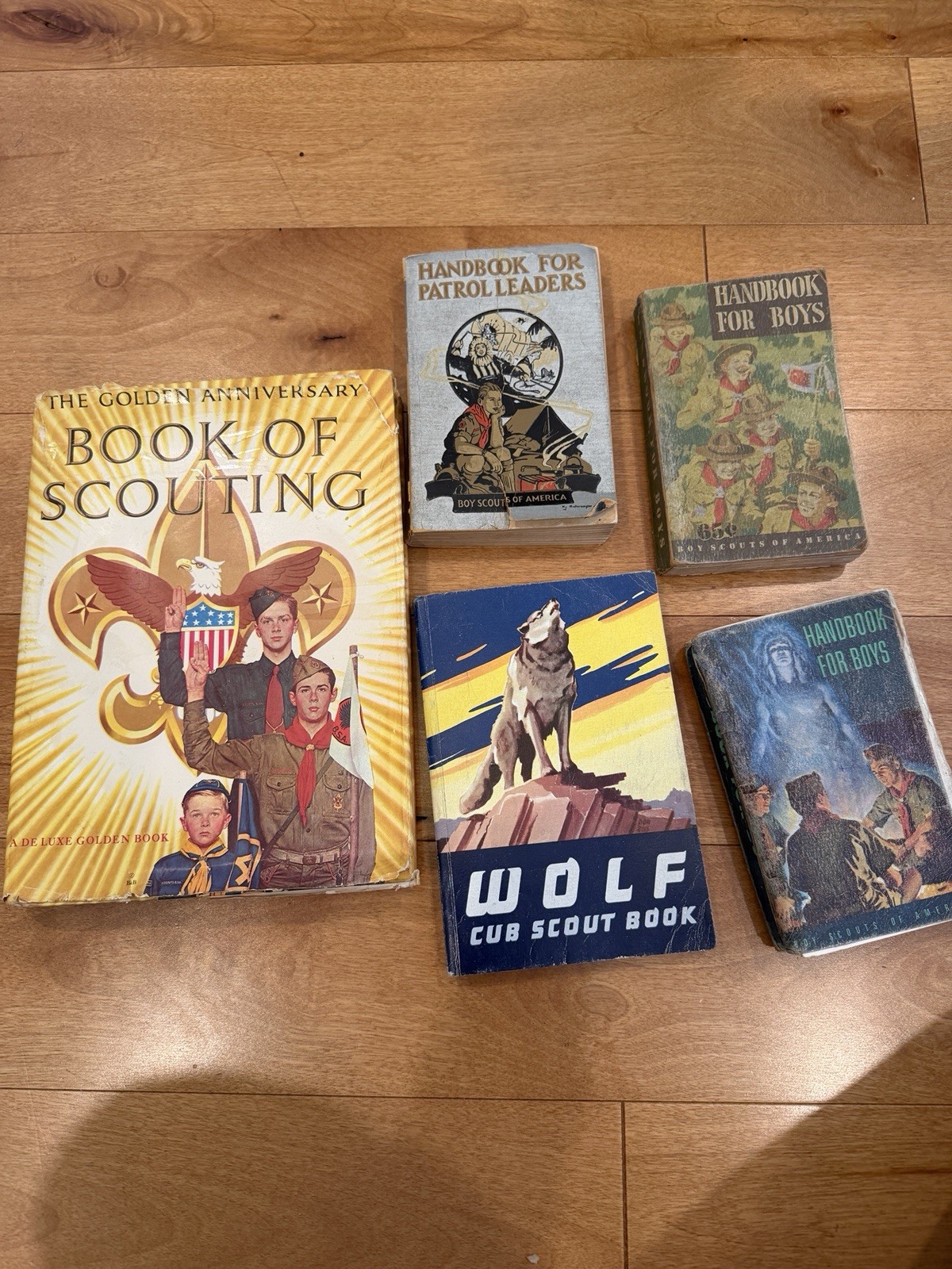 Vintage Boy Scouts BSA Book Lot Handbook Wolf Cub Patrol Leaders Scouting 1950
