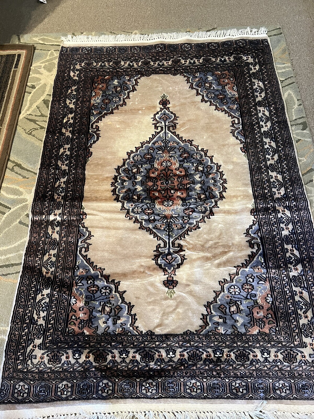 Authentic 4 Antique Handmade Silk And Wool Kashmiri Rug Set Authentic 4 Antique Handmade Silk And Wool Kashmiri Rug Set