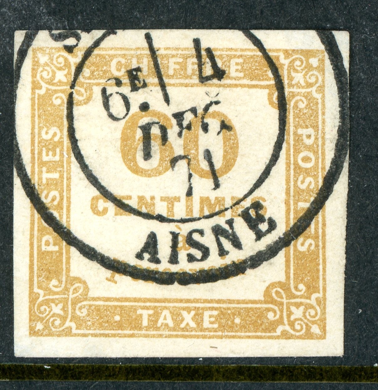 France 1871 Postage Due 60¢ Bister Scott #J9 $1080 VFU A187 France 1871 Postage Due 60¢ Bister Scott #J9 $1080 VFU A187