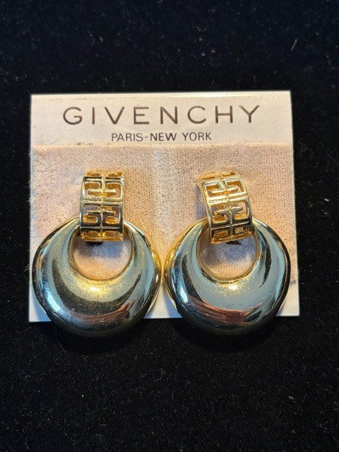 Vintage Givenchy Gold Tone Door Knocker Earrings, New Vintage Givenchy Gold Tone Door Knocker Earrings, New
