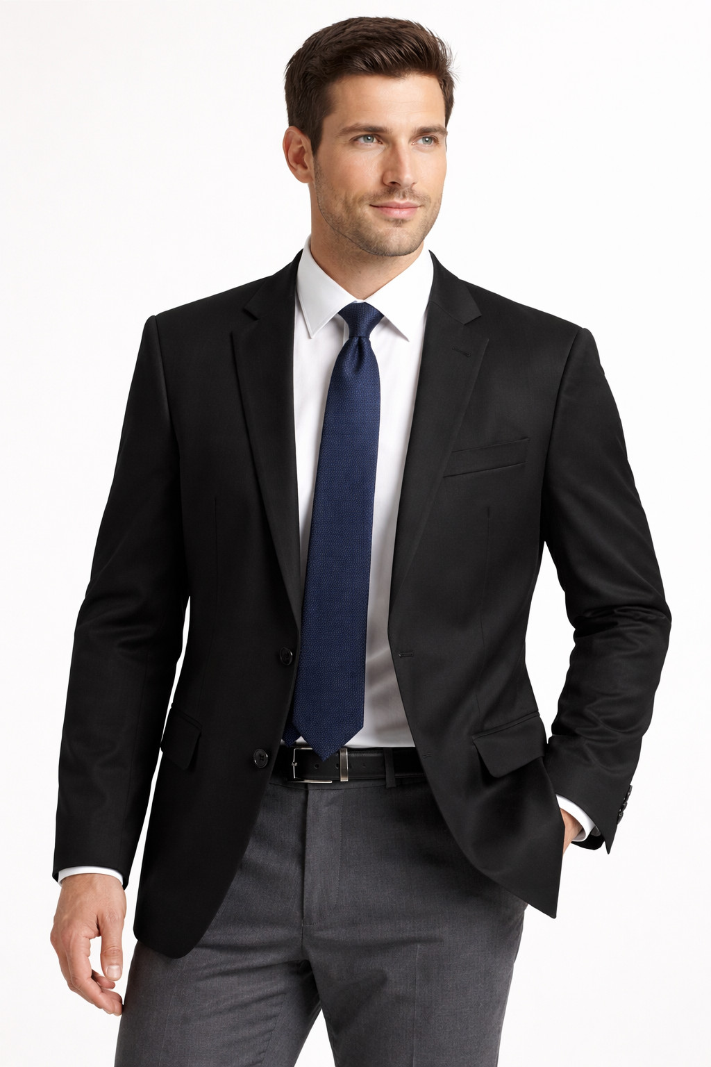 Stafford COOLMAX Men’s Black Suit Jacket Slim Fit Stretch Blazer NWT.