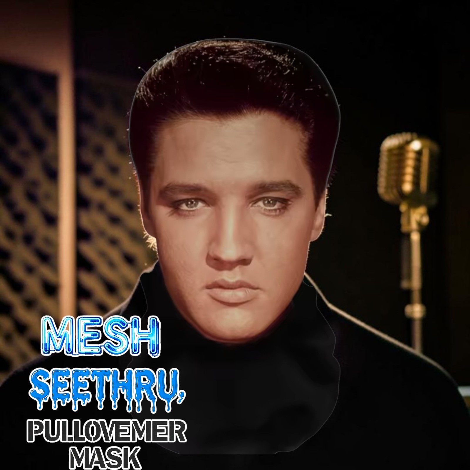 Elvis Presley SeeThru Mesh Face Mask The King Of Rock Graphic Breathable Costume