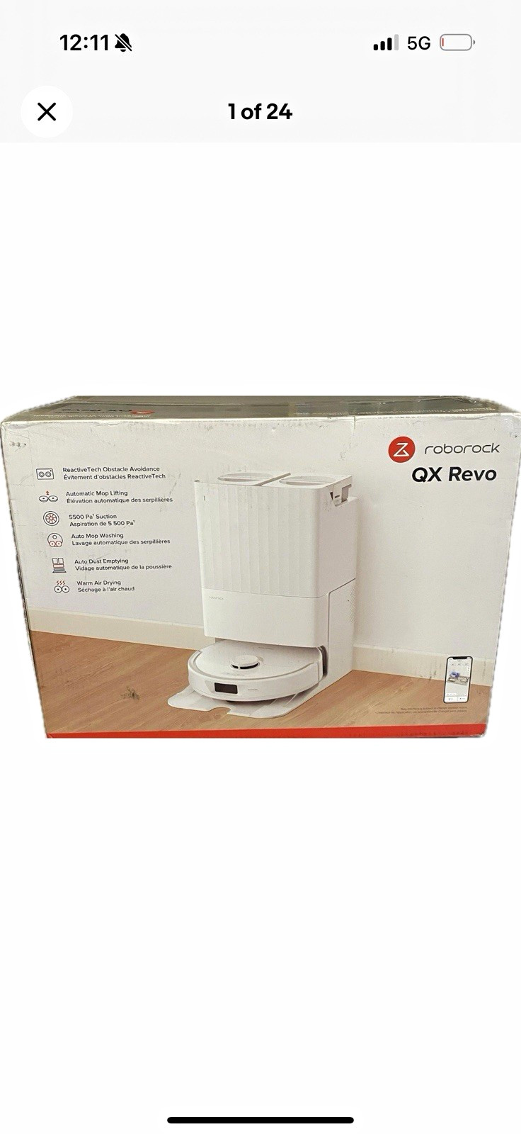 Roborock QX Revo Robotic Vacuum Mop w/ Empty Wash Fill Dock, White