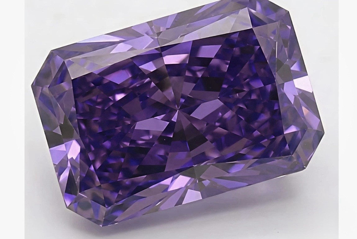 3.0CT Radiant Fancy Purple Natural Lab Loose Moissanite 10x8 mm 3.0CT Radiant Fancy Purple Natural Lab Loose Moissanite 10x8 mm