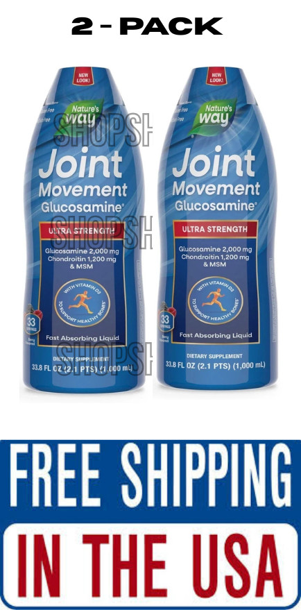 2 PACK-Nature's Way Joint Movement Glucosamine Extra-Strength Liquid 33.8 fl oz