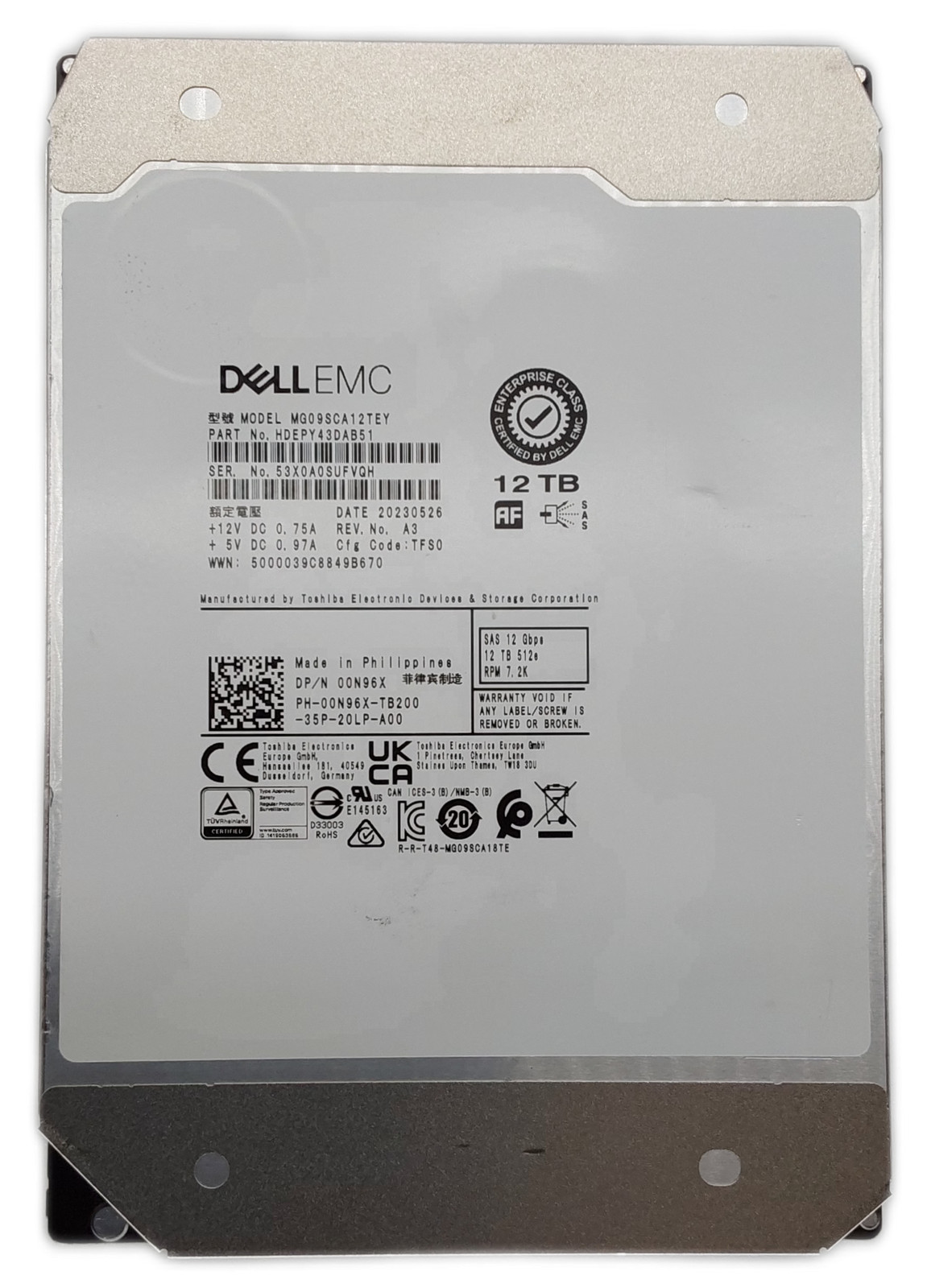 Toshiba MG09SCA12TEY 11.7TB 3.5