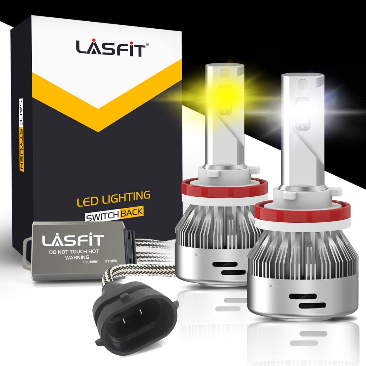 2pcs Switchback H11 H16 H8 LED Fog Light Bulbs Dual Color Yellow White Canbus