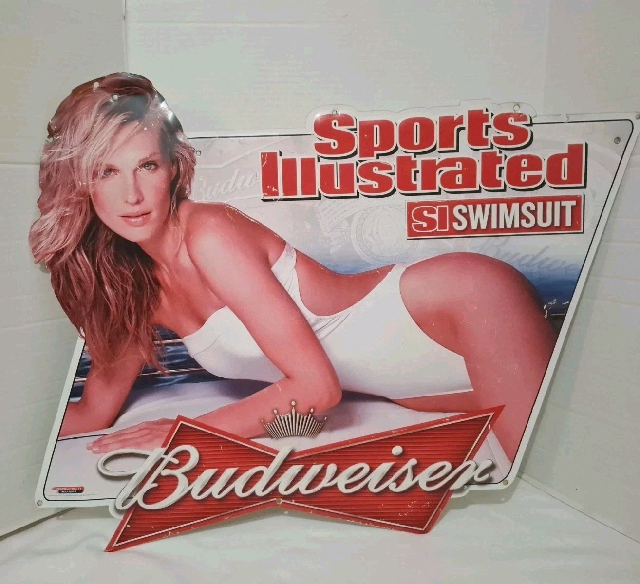 Budweiser Sports Illustrated Swimsuit Molly Sims Tin Sign 2005 Vintage 30X23\ Budweiser Sports Illustrated Swimsuit Molly Sims Tin Sign 2005 Vintage 30X23\