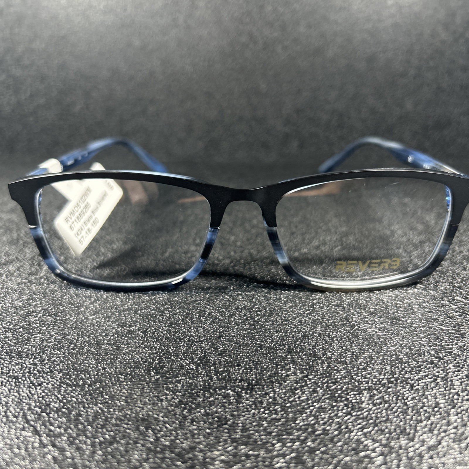 NEW Reverb Men’s Eyeglasses RVMO5102 Black Slate Blue Striated 57-18-150 Wide NEW Reverb Men’s Eyeglasses RVMO5102 Black Slate Blue Striated 57-18-150 Wide