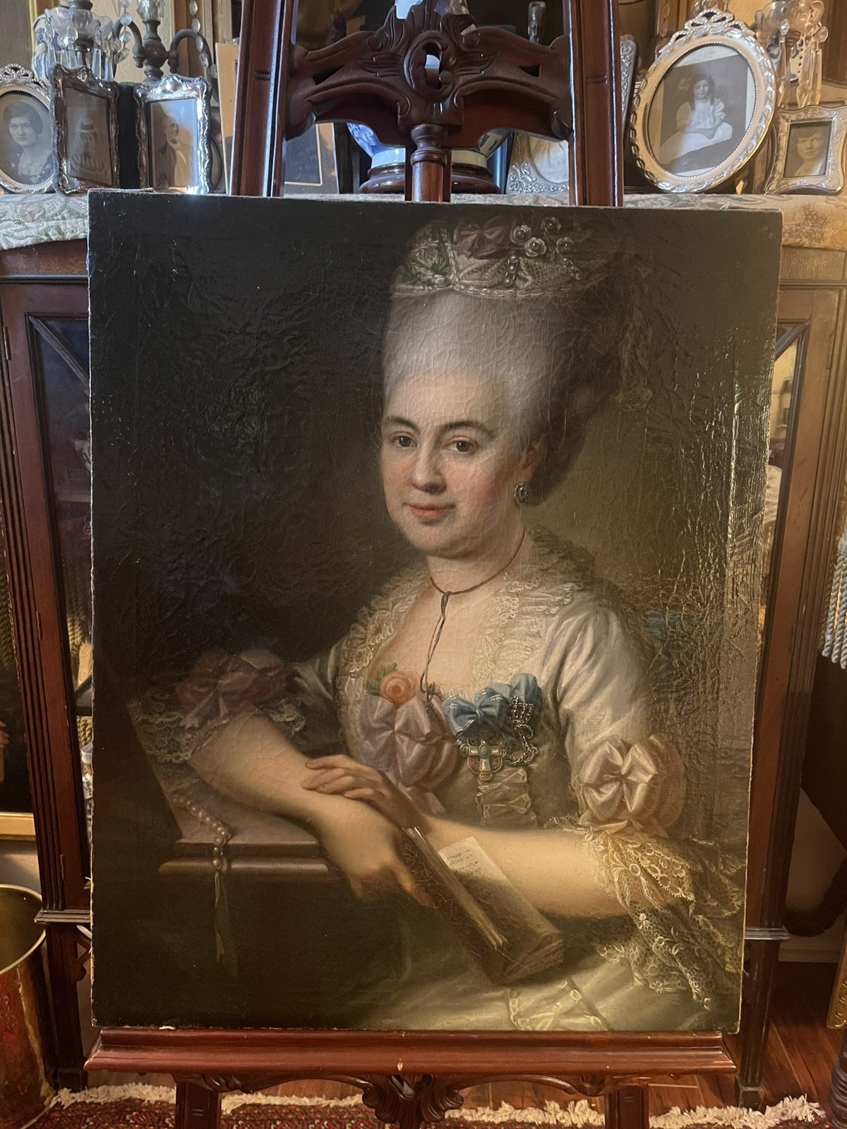 18thC Antique Portrait Painting Of An Aristocratic Woman - Continental Painting 18thC Antique Portrait Painting Of An Aristocratic Woman - Continental Painting