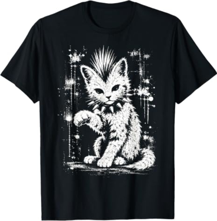 Rebel Punk Cat Grunge Kitten Vintage T-Shirt