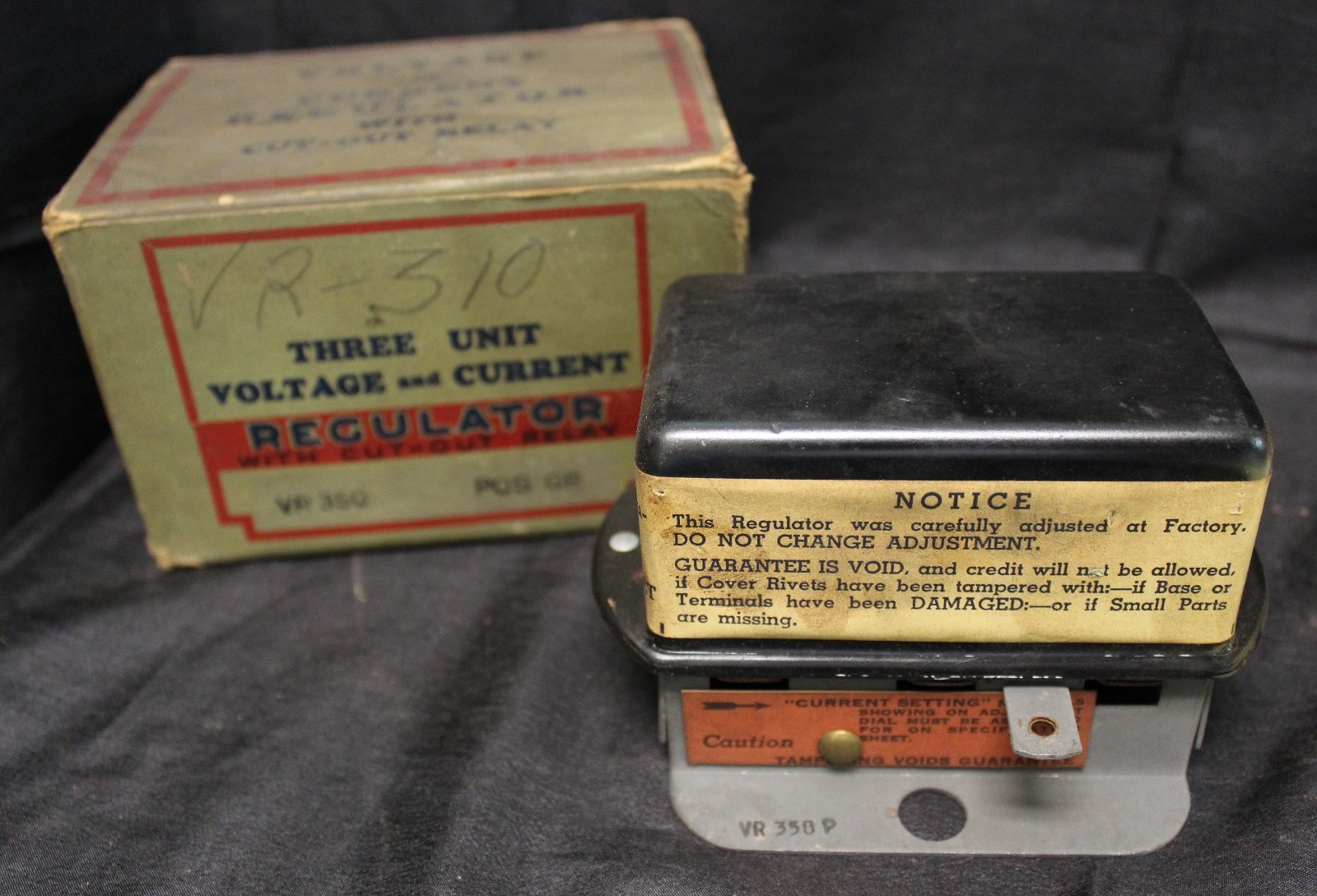 Vintage NOS Three Unit VR350P Voltage Regulator with Cut-Out Relay (186)