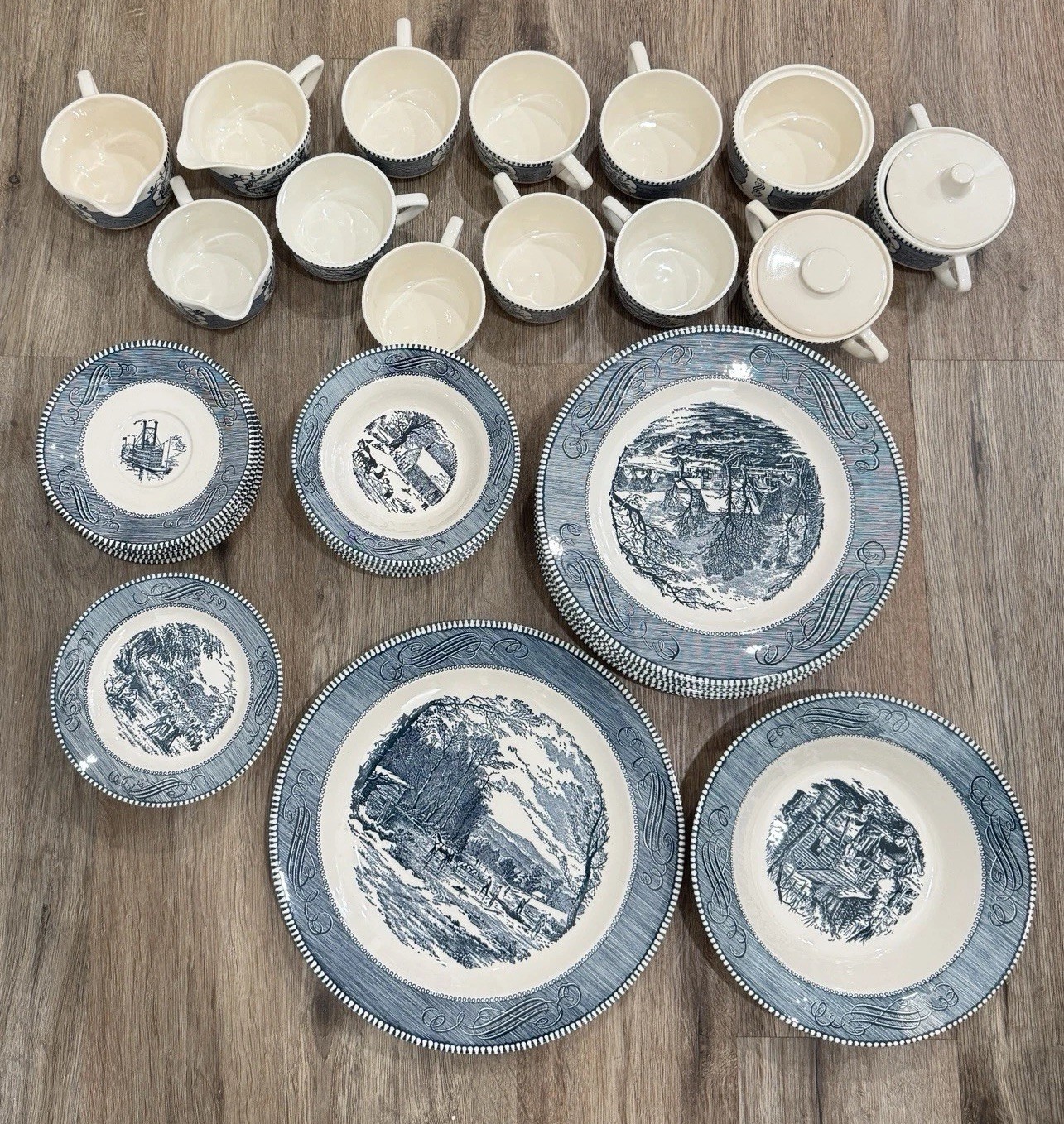 Cavalier Ironstone Vintage Royal China 39pc Blue Historic American Dinnerware Cavalier Ironstone Vintage Royal China 39pc Blue Historic American Dinnerware