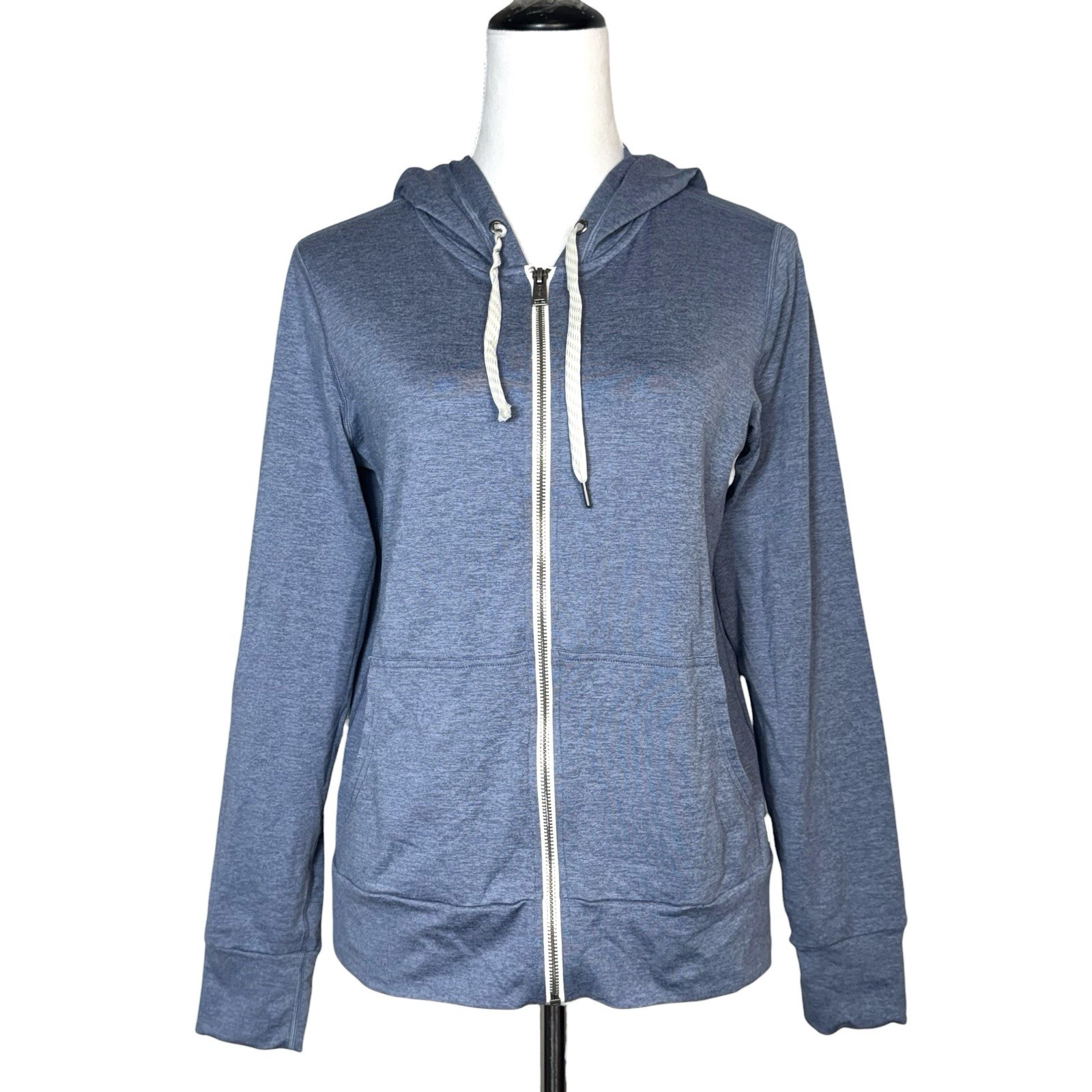 Vuori Womens Halo Performance Hoodie 2.0 Size S Blue Heather Zip Jacket Pockets