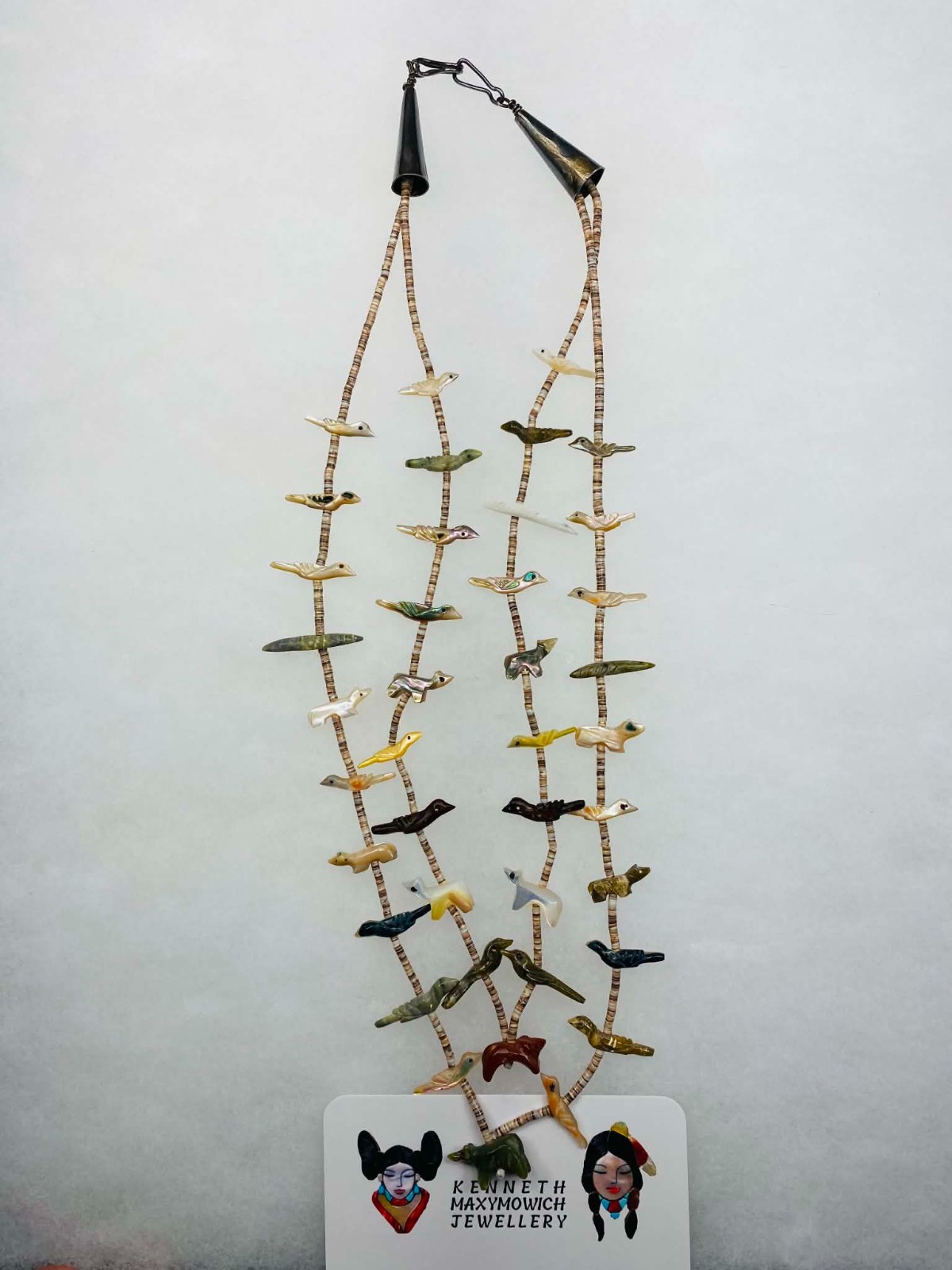 Vintage Native American Zuni Mary Tsikewa Carved Birds & Bears Fetish Necklace 8 Vintage Native American Zuni Mary Tsikewa Carved Birds & Bears Fetish Necklace 8