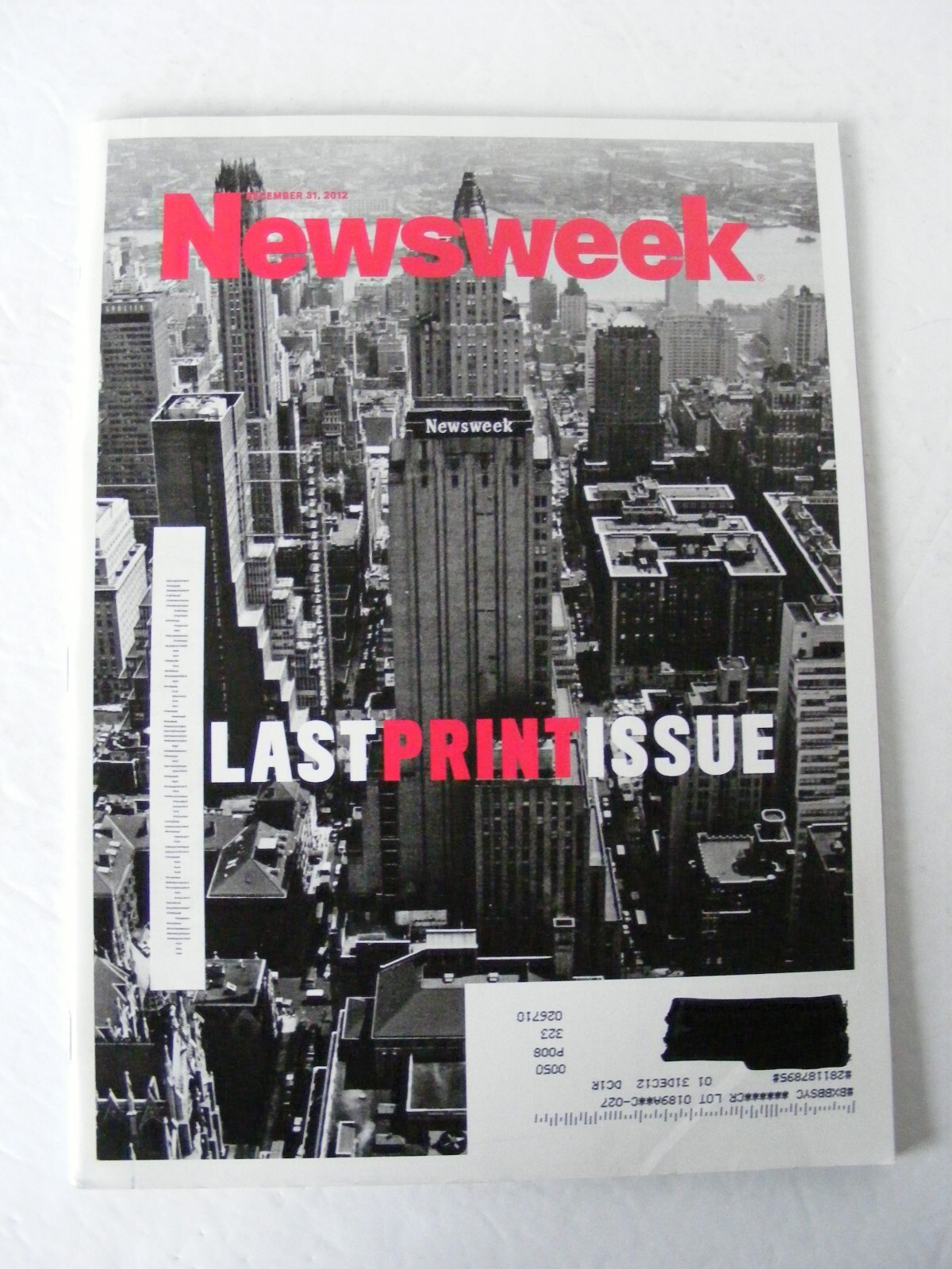 NEWSWEEK Magazine Dec 31, 2012- Last Print Issue-EXCELLENT COND. NEWSWEEK Magazine Dec 31, 2012- Last Print Issue-EXCELLENT COND.