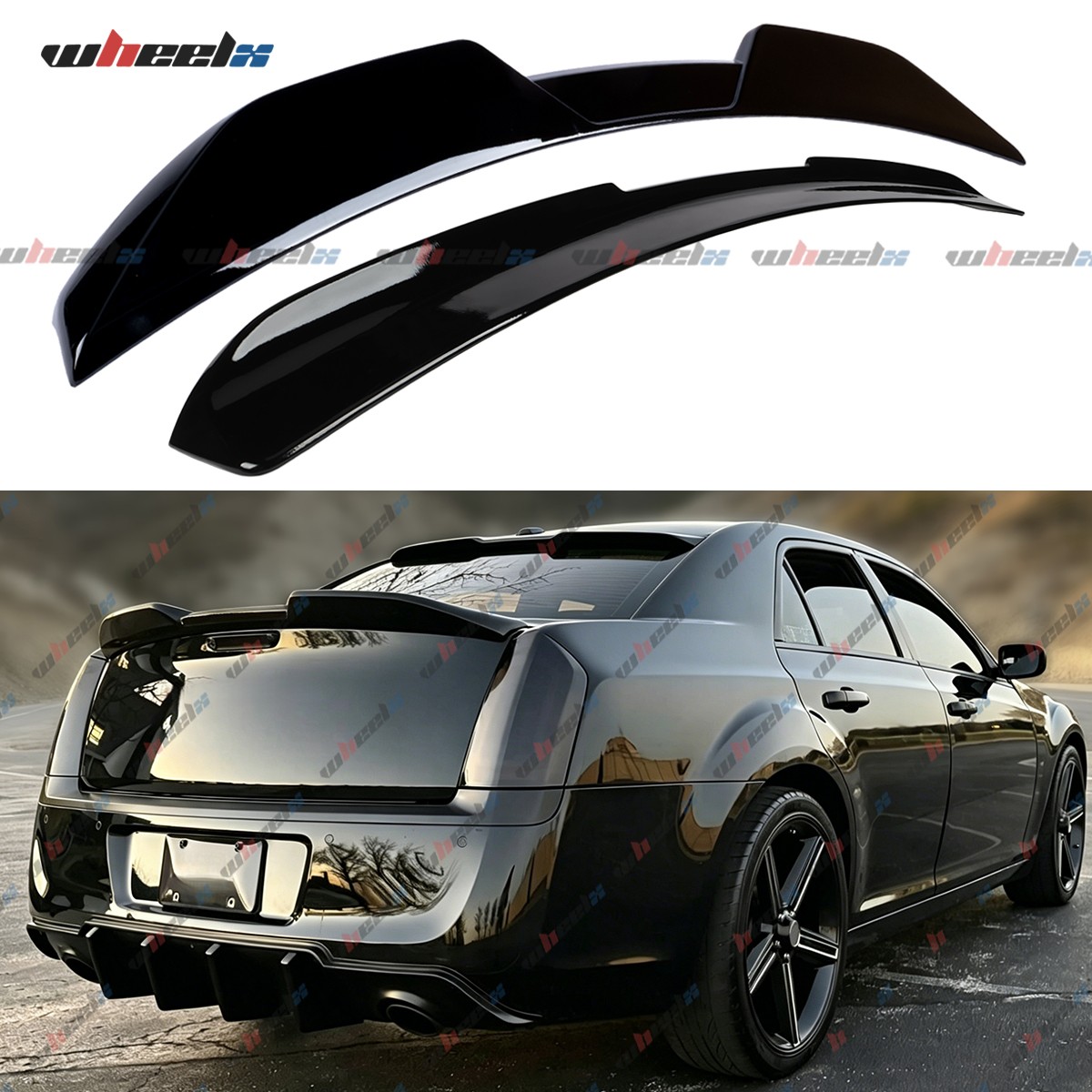 Gloss Black M Style Trunk Spoiler+V Style Rear Roof Wing For 11-23 Chrysler 300
