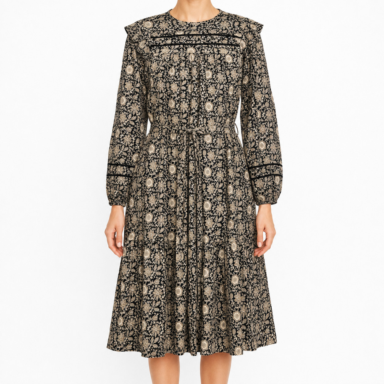Boden Jersey Dress Womens 8L Ditsy Floral Ruffle Pleated Keyhole Cottage Peasant Boden Jersey Dress Womens 8L Ditsy Floral Ruffle Pleated Keyhole Cottage Peasant