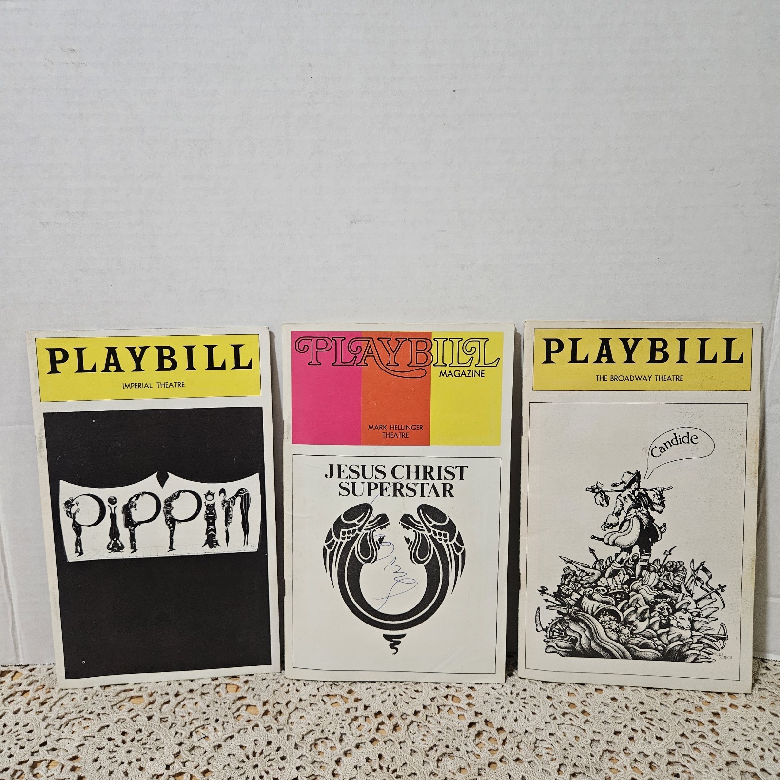 3 Vintage 1973-74 Broadway Playbills Pippin Jesus Christ Superstar Candide