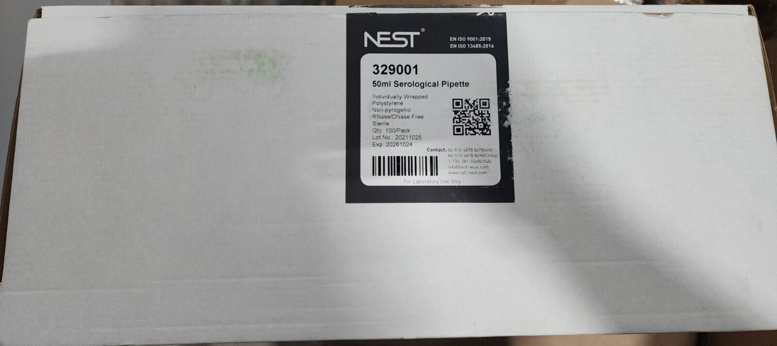 NEST 329001 Serological Pipettes 50ml Sterile Individually Wrapped - 100 Units