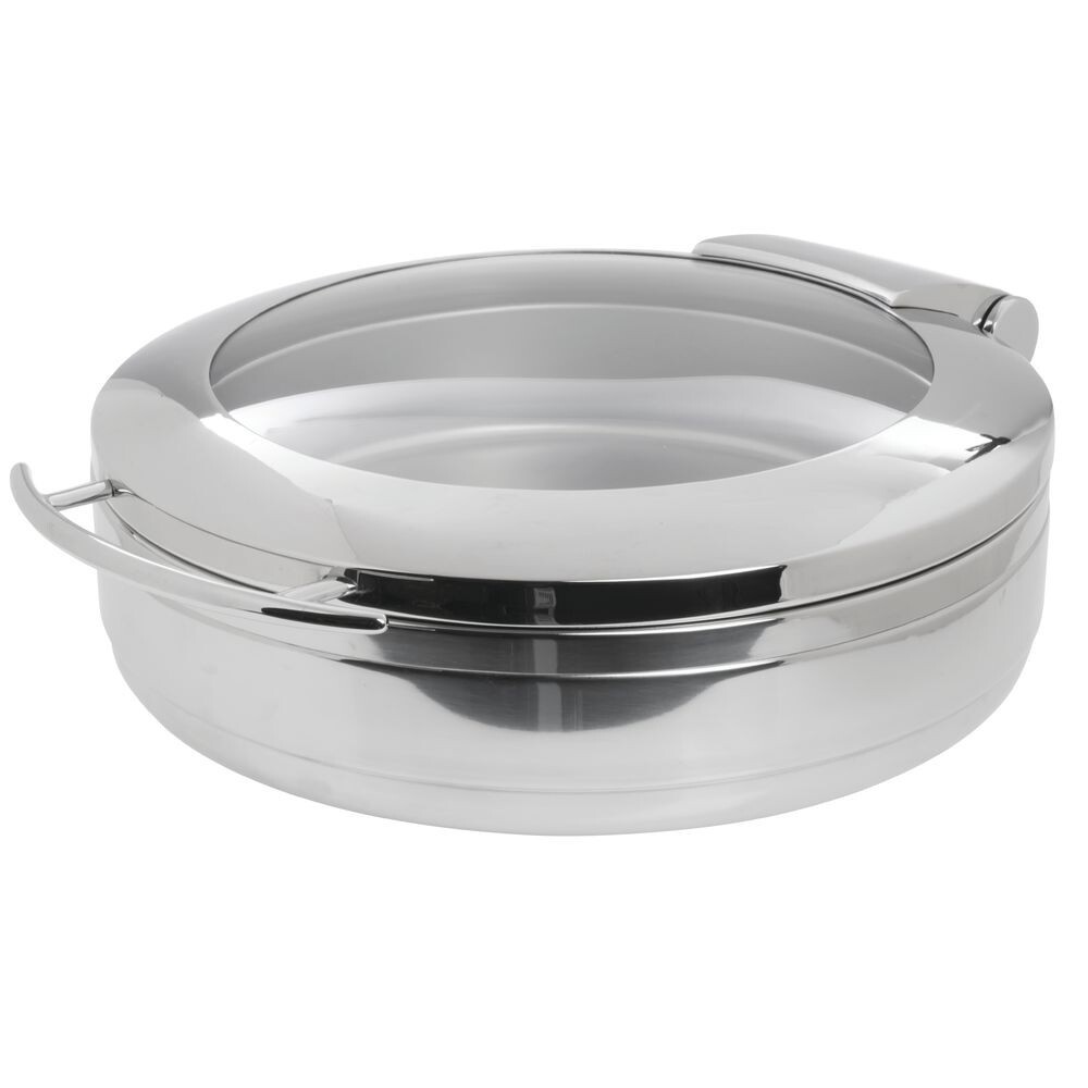 Hubert 20289 6 3/10 Qt Round Modern Style Stainless Steel Split-Pot Chafer 30826