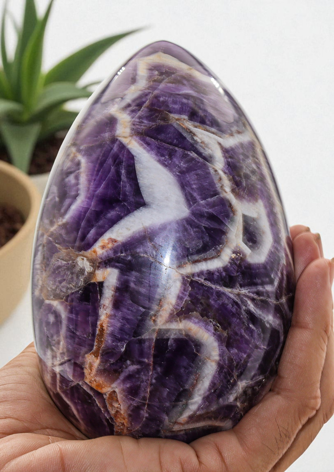 Blue AMETHYST Crystal Fengshui Egg Healing Chakra Stone Reiki Decor Gift 145mm