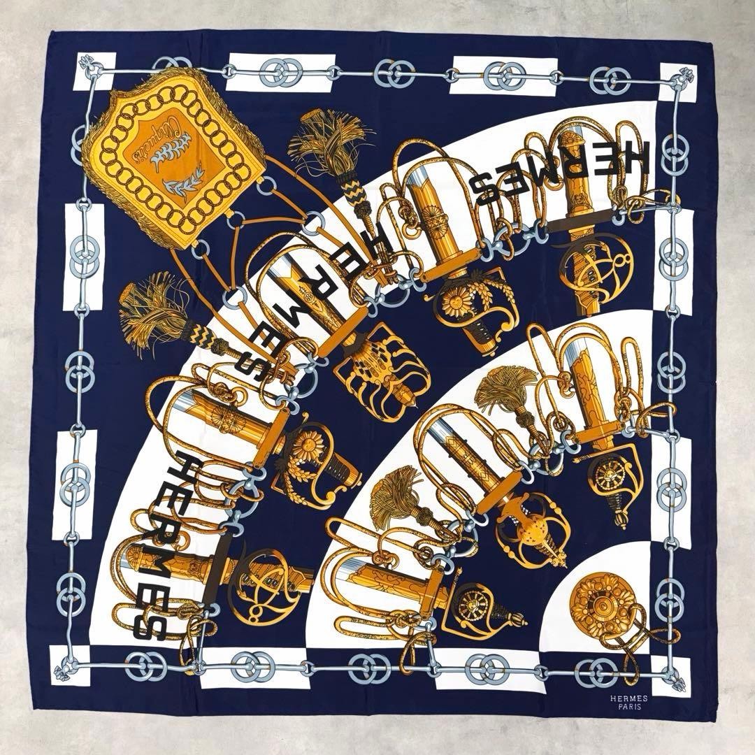 Hermes Carre 90 Cliquetis Silk Scarf Blue Hermes Carre 90 Cliquetis Silk Scarf Blue
