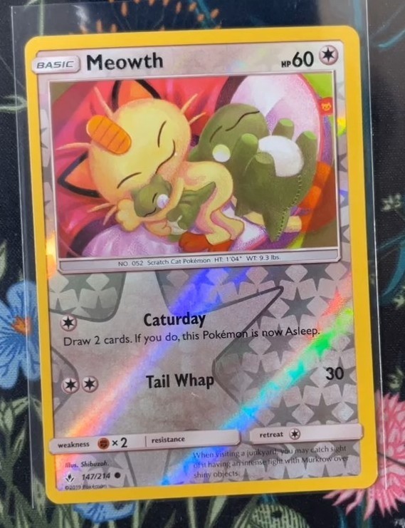 Pokemon Meowth 147/214 Reverse Holo Unbroken Bonds Card 2019 -W399 Pokemon Meowth 147/214 Reverse Holo Unbroken Bonds Card 2019 -W399