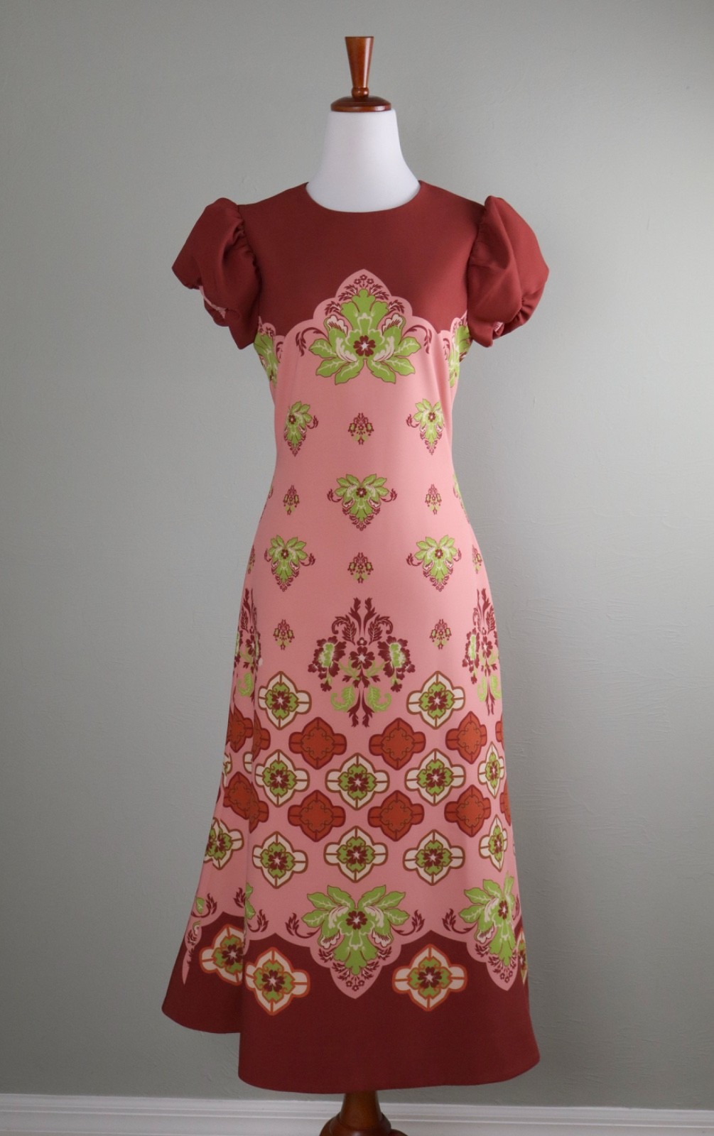MESTIZA New York NWT $375 Perla Midi Flamingo Puff Sleeve Lined Dress Size 6