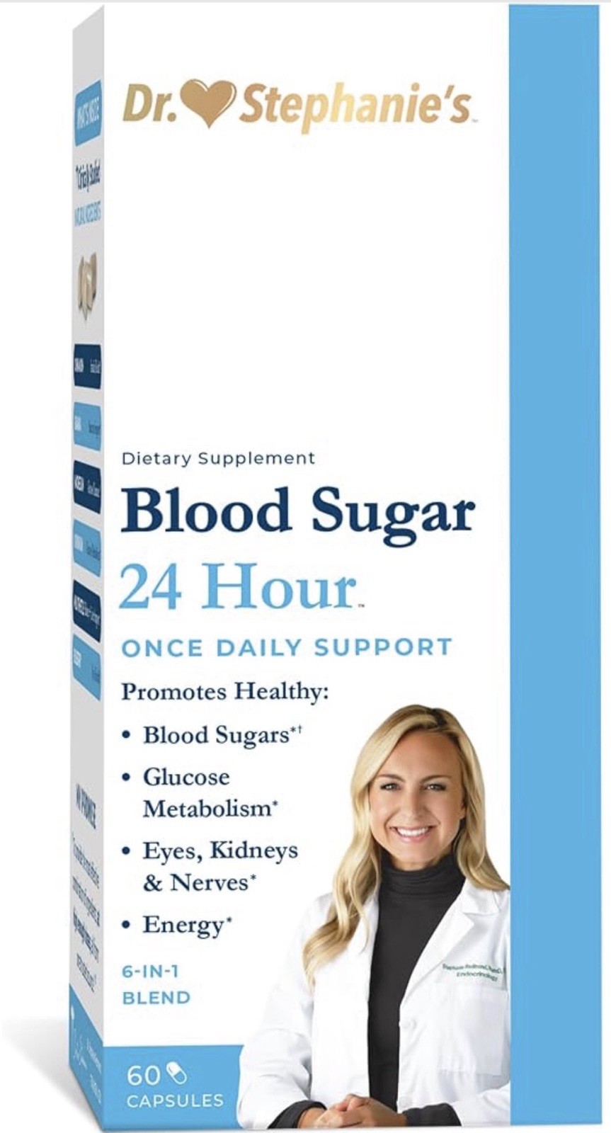 🔥Dr Stephanie's Blood Sugar Support 24 Hour Once Daily 60ct 08/2028 Supplement