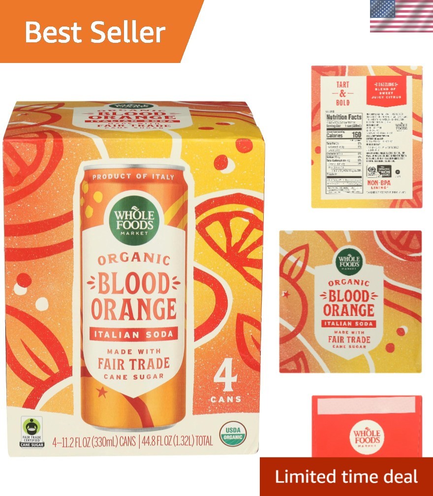 Artisan Crafted Blood Orange Soda, 4 Pack, 11.2 Oz - Whole Foods Organic Delight