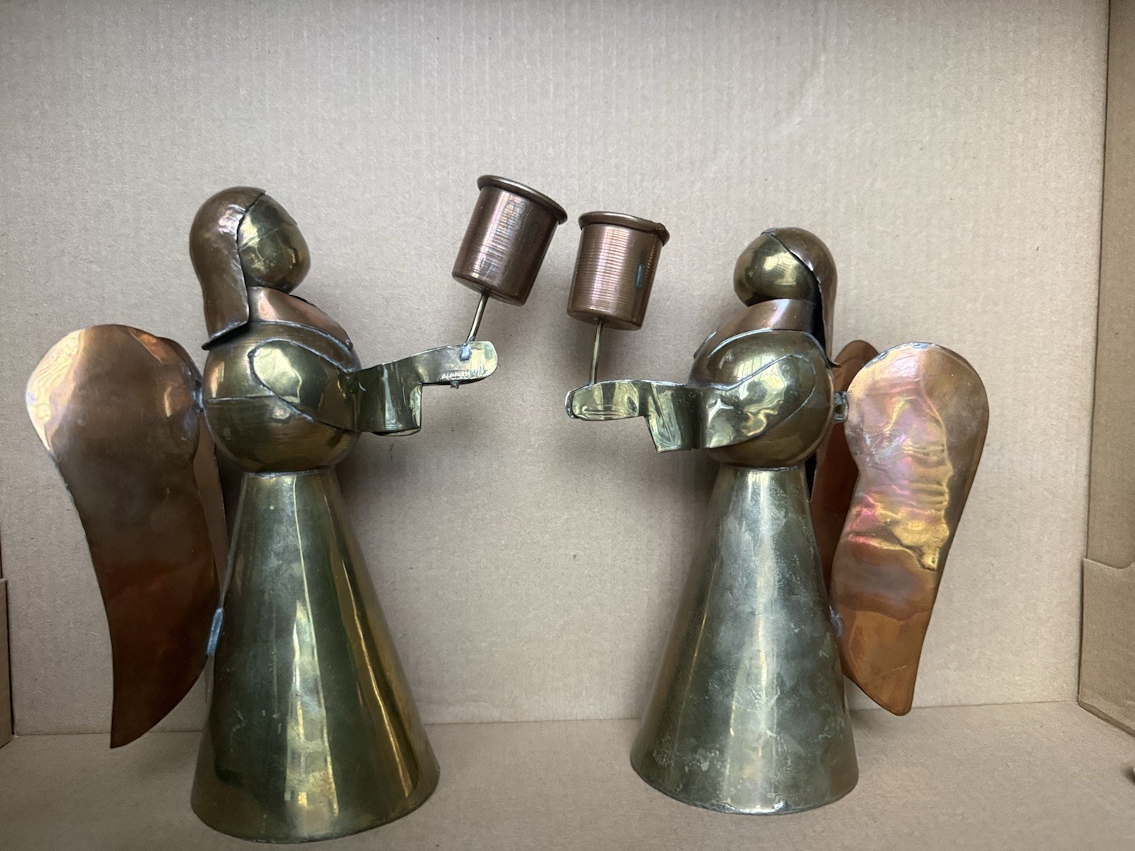 Beautiful Mid Century Nun Angel Vtg Candleholders Handmade Boho Pieces