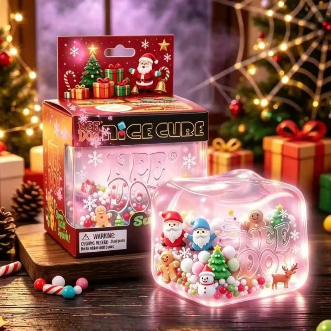 NeeDoh Christmas Ice Cube Squishy Sensory Toy Light Up Stress Relief Fidget