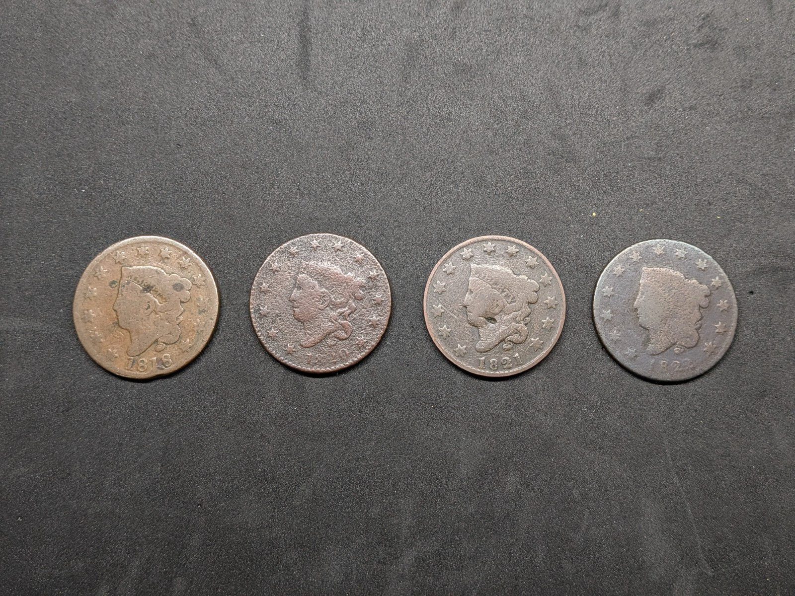 1818 1820 1821 1822 Coronet Matron Head Large Cent Lot US mint Copper Penny 1818 1820 1821 1822 Coronet Matron Head Large Cent Lot US mint Copper Penny