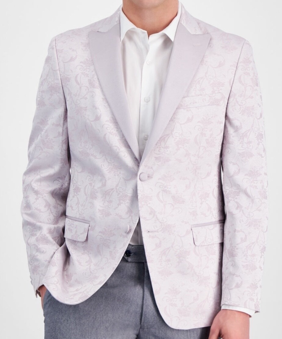 $295 NEW ALFANI MENS 42R PINK EVENING FLORAL SLIM TUXEDO SPORT COAT SUIT JACKET