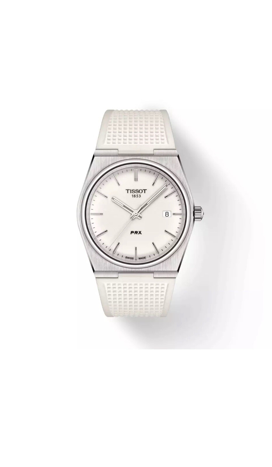 New Tissot PRX 40MM Quartz White Dial Rubber Men\'s Watch T1374101701100