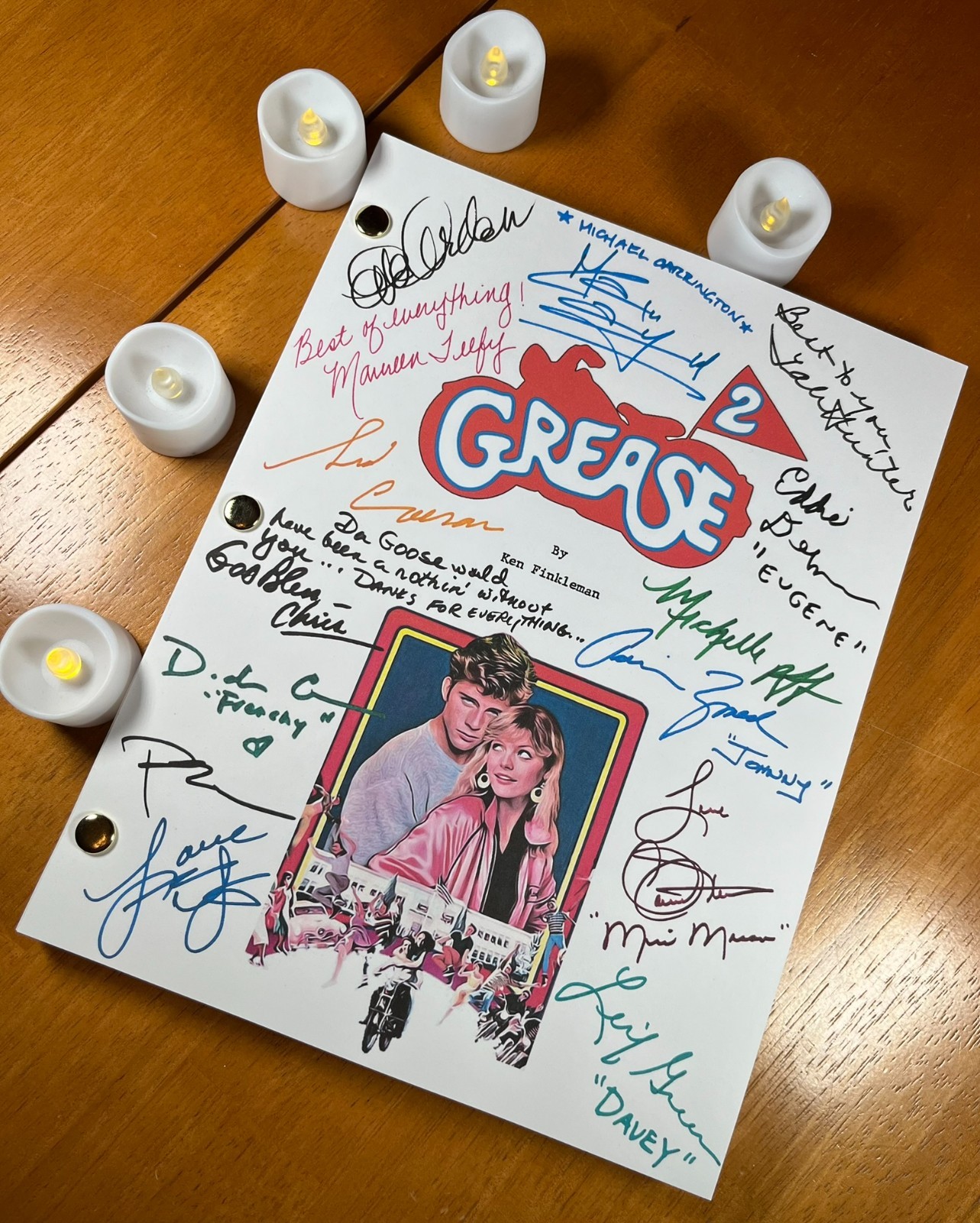 Grease 2 Movie Script Signed- Autograph Reprints- Michelle Pfeiffer- Musical