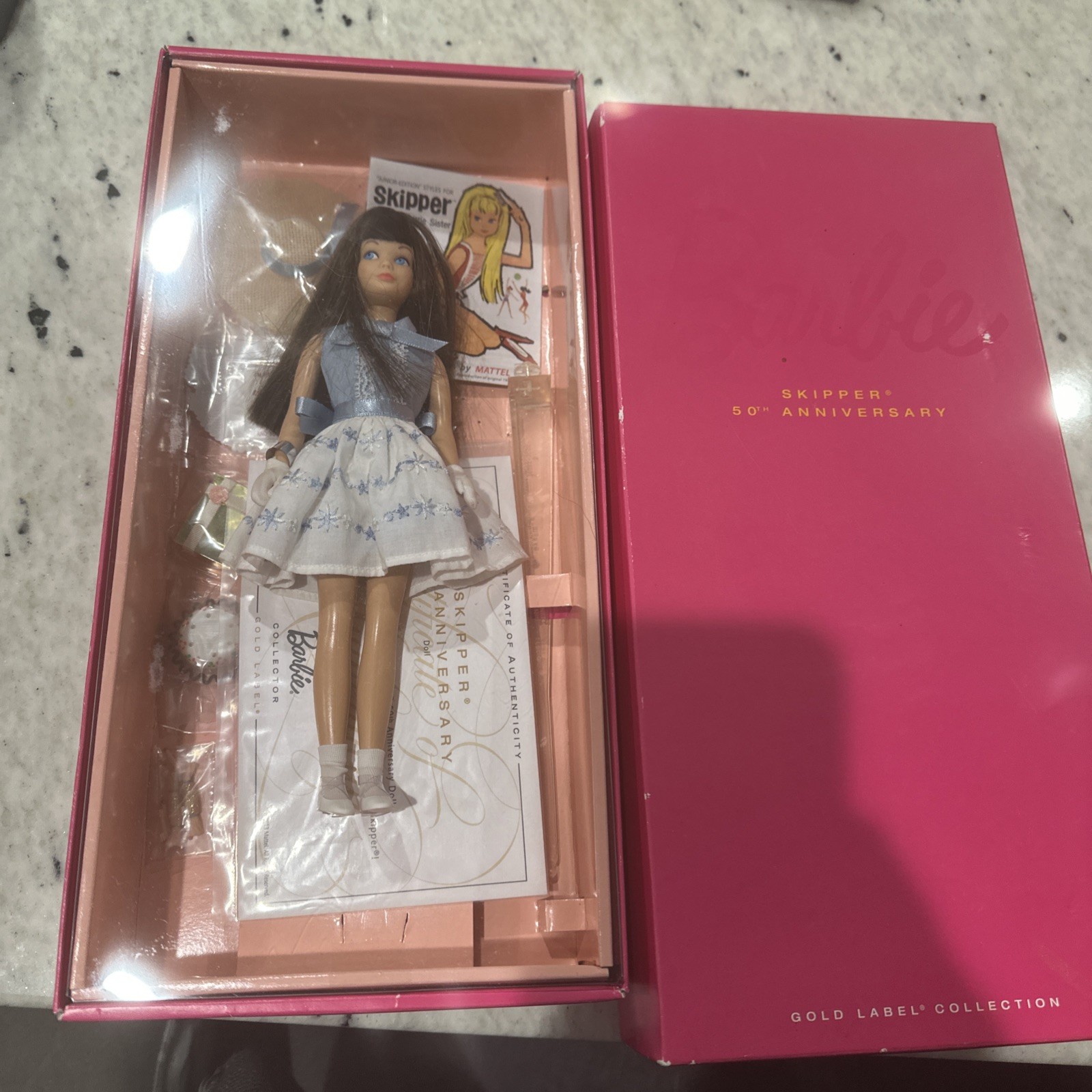 2013 Barbie Brunette Skipper Doll Brunette 50th Anniversary Gold Label NEW 
