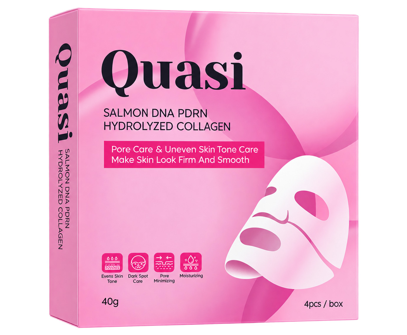 Quasi PDRN Pink Collagen Gel Face Mask Salmon DNA Hydrolyzed Collagen 4pcs